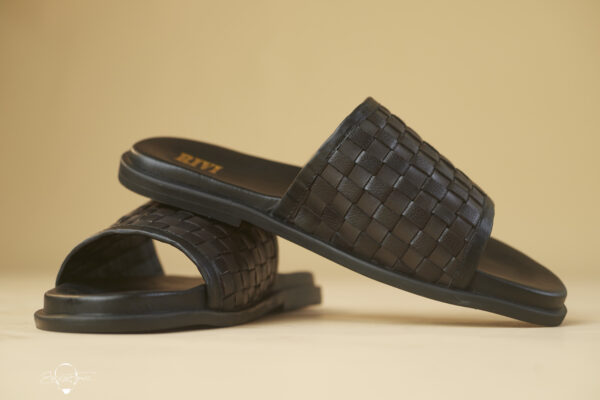 Straight Cross-Weave Leather Slides - Image 5