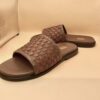 Slant Cross Weave Leather Slides - Image 3