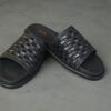 Straight Cross-Weave Leather Slides