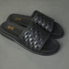Straight Cross-Weave Leather Slides - Image 2